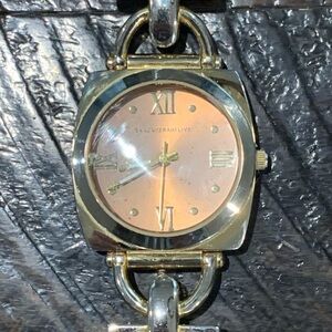 Women’s Watch Isaac Mazrahi Rose Gold Face, Golden Bezel, Two Piece Brown Band